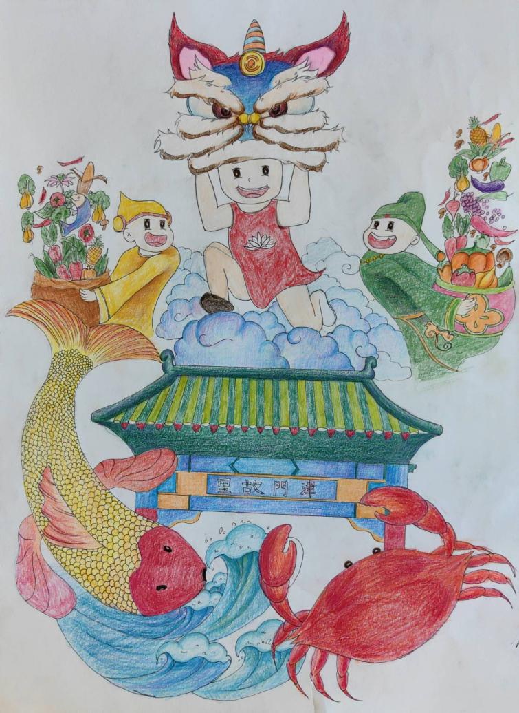 天津市滨海新区开云棋牌《天津祥瑞图》刘子涵大一年级